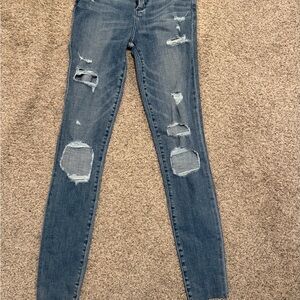 Abercrombie & Fitch Medium Blue Distressed Skinny Jeans
